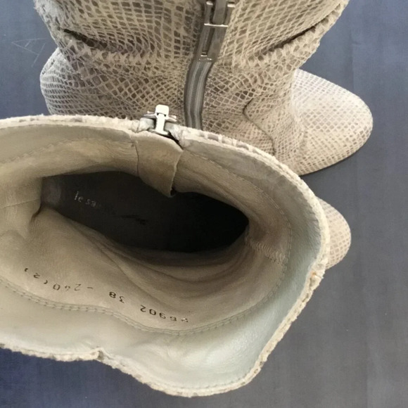 Le Saunda boots snake print grey  leather vintage Sz 7 - Picture 9 of 12